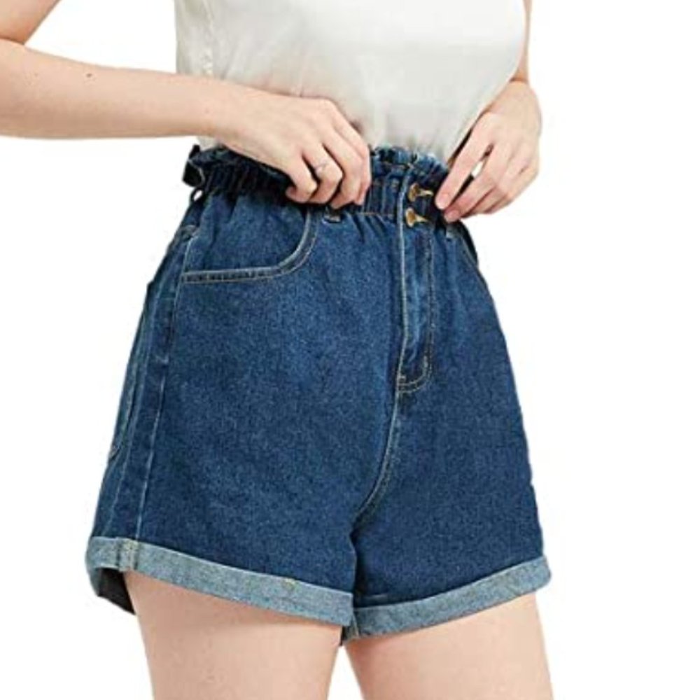 Paperbag High Waist Denim Shorts